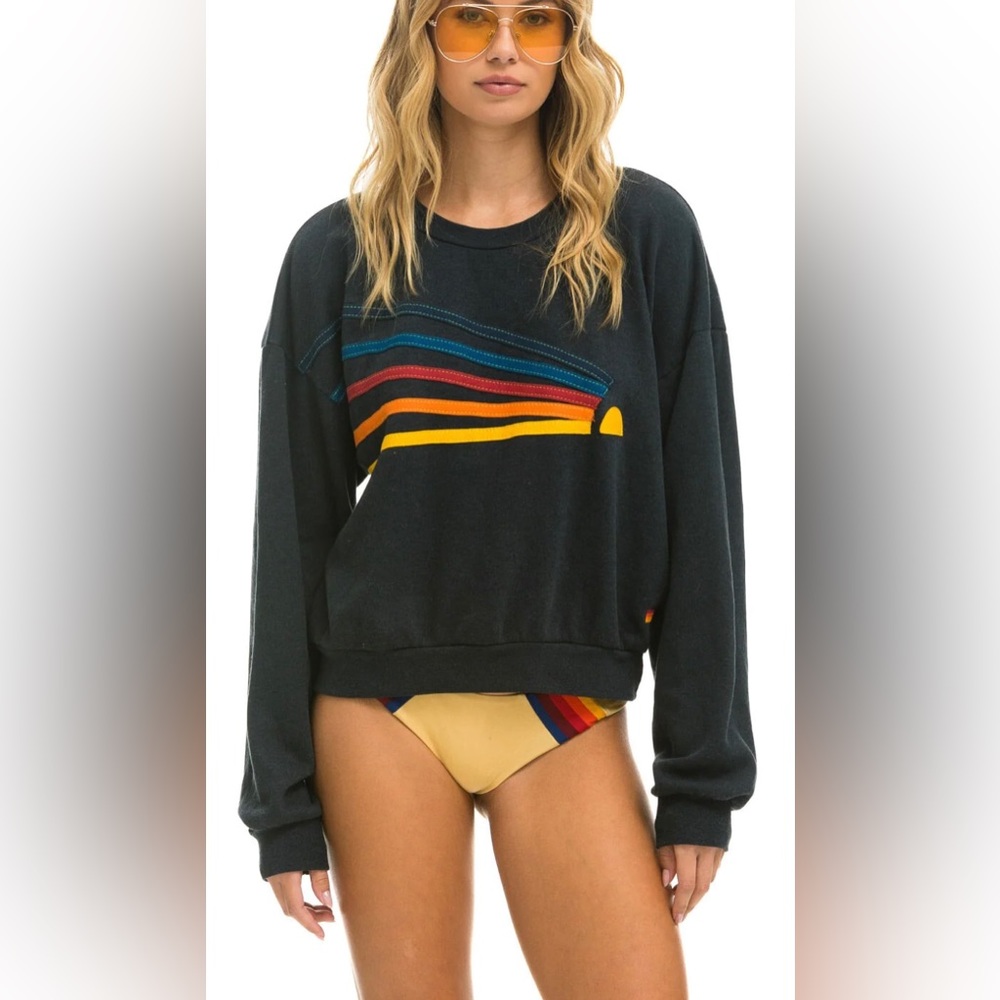 AVIATOR NATION DAYDREAM RELAXED CREW SWEATSHIRT - CHARCOAL